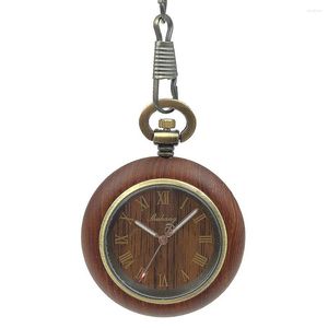 Pocket Watches Bronze Tone Arabic Roman Number Wood Case Japanese Miyota 2035 Movement Mens Womens Watch Luxury