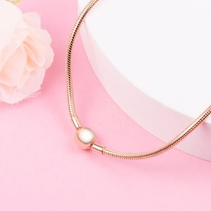 Rose Gold Plated Snake Chain Halsband Passar europeiska pandora -stil charm och p￤rlor