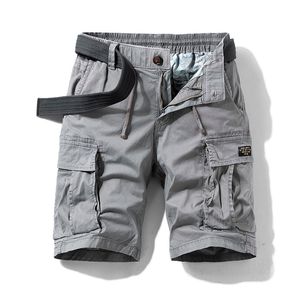 Shorts masculinos Mens Verão Algodão Exército Tactical Cargo Shorts Moda Khaki Multi-bolso Casual Calças Curtas Soltas Shorts Militares Homens 230215