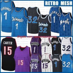 Vintage Tracy 1 McGrady Penny Hardaway Basketball Jerseys 15 Carter S Jersey Mens Youth Black Blue Purple White Retro Mesh