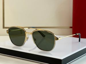 Quadratische Sonnenbrille, originale Herren-Viehwaren, Santos de, Modell 0326, goldgebürstetes Platin, zweifarbige Designer-Pilotensonnenbrille, HD, Originalgröße 57 20 145