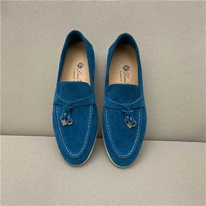 Loropiana Desiner Schuhe Online LP Schuhe Frauenschuhe Blau klassische europäische Waren Lefu Schuhe Single Schuhe mit flachem Leder Buckleioa8