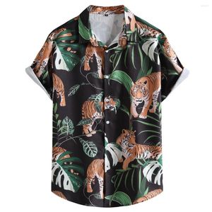 Men's Casual Shirts Novelty Animal Print Hawaiian Shirt Men 2023 Brand Summer Short Sleeve Button Down Beach Party Vacation Tops XXL