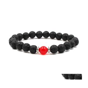 Beaded Neckor Black Lava Rock 8mm Beads Chakra For Men Women smycken Reiki Prayer Stone Yoga Armband Drop Delivery Pendants Dhaxy