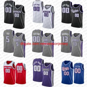 Sömda broderier Keegan Murray de'aaron Fox Custom Basketball Jersey Domantas Sabonis S King Harrison Barnes Kevin Huerter Malik Monk Richaun