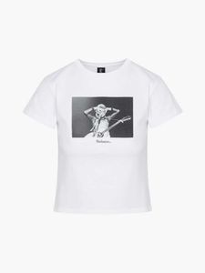 23ss 実現パー女性デザイナー Tシャツファッショントップスギターメンズデジタルプリントストレッチ布女性の半袖 Tシャツ