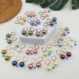 Orecchini pendenti multicolore delicate perle d'acqua dolce naturali da 12 mm all'ingrosso elegante perla rossa Cz Huggies Ear Drop