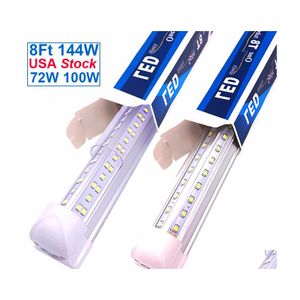 Tubi a led 8Ft Lampada da negozio industriale 96 T8 Tubo integrato 8 piedi Plug in Bbs collegabili per garage Magazzino Forma a V 72W 100W Dheao