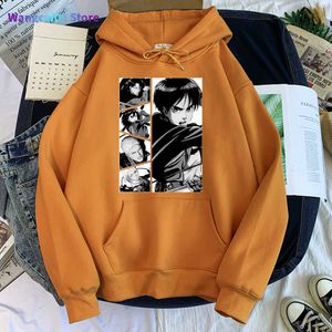 Men's Hoodies Sweatshirts Funny Anime Attack On Titan Print Hoodie Street Hip Hop Clothing For Mens Harajuku Casual Tracksuit Loose Warm Hooded Sweatshirt 021523H