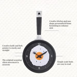 Zegary ścienne patelnia kuchenna zegara stylowa smażone jajka timer farmhouse restauracja kawiarnia wisząca ozdoby do gotowania na zawsze