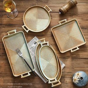 Plates Tableware Plate Set Microwave Baking Pan Binaural Ceramic Dinner Sushi Cheese Cake Grilled Rice Steak Western Pastry Fruit