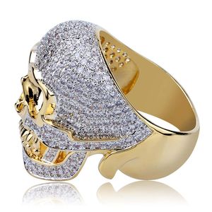 Hip Hop Fashion Personality Tidal Current Band Rings 18k Real Gold Plated Skull Cuban Finger Circel Jewelry