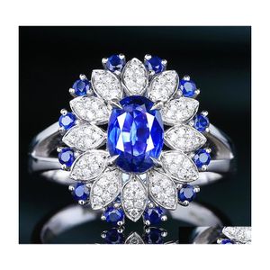 Med sidogenar trendig Sier Ring f￶r kvinnor oval smaragd safir ￤delsten zirkonringar fina smycken kvinnlig g￥va grossistpin dhqfj