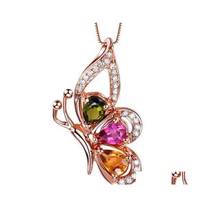 Naszyjniki wisiorek moda i wykwintne kolory skarbowe łuk K Rose Gold Splated Butterfly Dance Dance Pendants Klejnot biżuterii Dhsbr