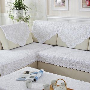 Chair Covers Simple Modern Combination Solid Color Lace Sofa Towel Backrest Cover White Fabric Cushion