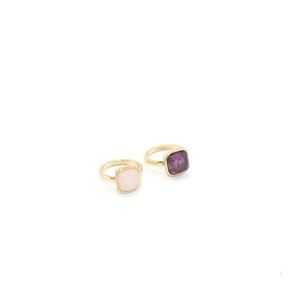 Ringos de cluster Fashion Gold Color Square Stone Natural ANELYST RING RING PARA MULHERES JOENS DAPA DAPA DAPO DHI6V