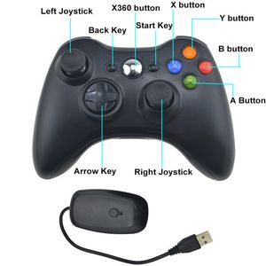 2.4G Wireless Controller Gamepad Exakt tum Joystick Gamepad f￶r Xbox360/PS3/PC Microsoft X-Box Controller med logotyp och detaljhandelsf￶rpackning