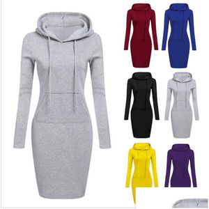 Sleep Lounge Women Hoodie Dress Knee Length Casual Sweaterbodycon Pencil Long Sleeve Sweater Pocket Skirt Bodycon Tunic Top 9 Colo Dhyll