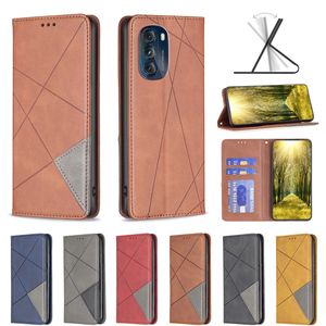 Geometri PU -läderplånbok Fall för Moto G 5G 2023 G13 G23 E13 4G G53 5G G73 Redmi 12C K60 Vertikal hybrid Hit stängning Hybrid Flip Cover Geometric Suck Magnetic Pouch