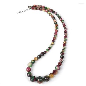 Chains Colorful Chalcedony Gem Cut Round Bead 10mm Jewelry Necklace Noble And Elegant Women's Choice For Gift Giving