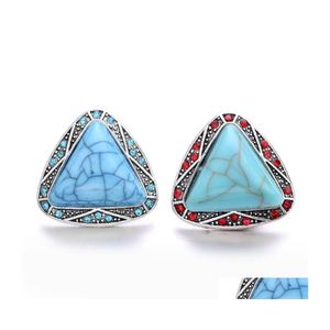 Clasps Hooks Rhinestone Gadget Triangle 18Mm Snap Button Clasp Synthetic Turquoise Stone Charms For Snaps Diy Jewelry Findings Sup Dhd28