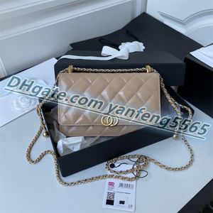 Top brand borsa borsa tracolla borsa plaid portafoglio doppia lettera bottone solido cotone pelle di pecora modello tinta unita borse cosmetiche di lusso da donna