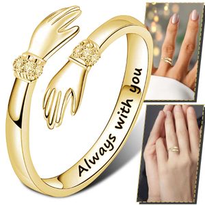 Band Rings Fashion Hug Rings Adjustable Open Ring Women Temperament Personality Creative Love Hug Ring Lover Mother And Daughter Jewelry G230213