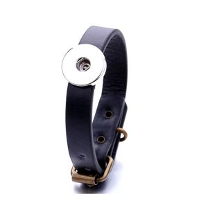 Braccialetti con ciondoli Simple Pu Leather Retro Buckle Snaps Bracciale Gioielli 18Mm Ginger Snap Buttons Chunk Punk Wristband Drop Delivery Dh24Y