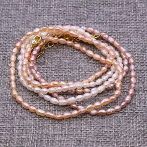 Kedjor Pure Natural Grade A Freshwater Pearl Necklace Meter Shaped 4-5 mm Kopparspännkedjelängd 36 5 cm