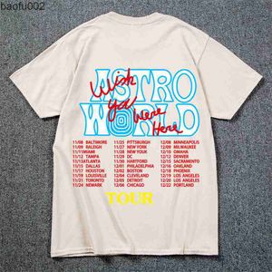 T-shirt da uomo New Fashion Hip Hop T Shirt Uomo Donna Jack Cactus ASTROWORLD Harajuku T-shirt YOU WERE HERE Lettera Stampa Tees Top L230215