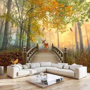 Wallpapers Custom Mural Wallpaper 3D Forest Elk Nature Scenery Painting Living Room TV Sofa Bedroom Background Wall Decor Papel De Parede