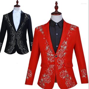 Abiti da uomo Diamante Pizzo Intarsio Abbigliamento Uomo Disegni Costumi di scena Cantanti Giacca Paillettes Blazer Dance Star Style Abito Punk