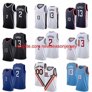 bordado personalizado 2022 Homens Crianças Clipper Leonard Basquete Jerseys Paul George John Wall Reggie Jackson Norman Powell Kennard Nicolas Batum Terance Mann