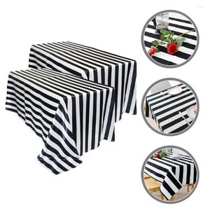 Table Cloth 2 Pcs Striped Tablecloth Simple Black White Pad Carnival Tablecloths Plastic Pool Party