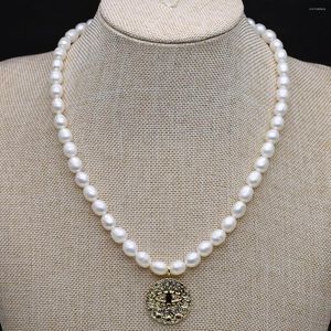 Ketten Natürliche Perle Perle Halskette Süßwasser-zuchtperlen Weiß Reis Form Perlen Legierung Anhänger Für Schmuck Frauen Geschenk
