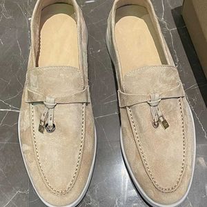 Desiner Loropiana Shoes Online LP Lefu Shoes Lefu's Summer Shoes Lazy Shoes British Style本物のレザーレトロパイシューズ女性用シングルシューズ8FD8