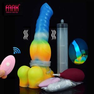 Sex Toy Massager Lysande knut vibrerande dildo fjärrkontroll vibratorutlösning stor penisfantasi leksaker spruta anal plugg