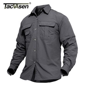 Mens Casual Shirts TACVASEN Military Clothing Lightweight Army Quick Dry Tactical Summer Removable Long Sleeve Work Hunt 230214