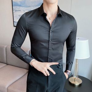 Camicie casual da uomo Plus Size 5XLM Camicia elegante a maniche lunghe autunno tinta unita Abbigliamento uomo Camicetta da ufficio semplice slim fit formale Camicetta da ufficio Homme 230214