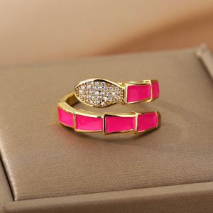 Anéis de banda Anéis estéticos de esmalte para mulheres Oil de gotejamento ajustável anel colorido de cobra 2022 Tendência Animal Jewerly Casamento Presente de casamento Bijoux femme G230213