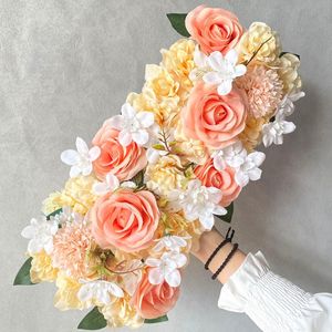 Dekorativa blommor kransar diy bröllop båge dekor blommvägg arrangemang levererar silke rosen konstgjord blommig rad äktenskap järn bakdroppd