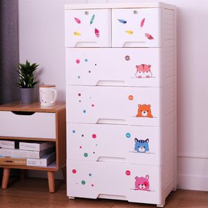 Large Storage Drawer Cabinet For Baby Plastic Children Toy Storage Organizer Drawers Simple DIY Wardrobe Four Layer Cabinet Y1116228Y