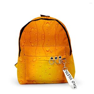 Rucksack Hip Hop Cool Bier School Taschen Reisen Jungen Mädchen Süßes kleines 3D -Druck Oxford wasserdichte Schlüsselkette Notebook