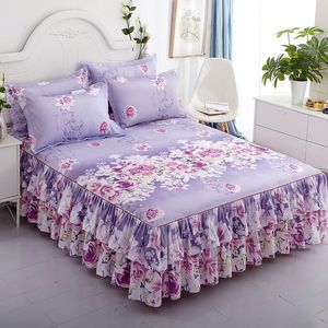 Gonna letto 3 pezzi Gonna letto con 2 federe Copriletto matrimoniale Lenzuolo Coprimaterasso Completo Lenzuola doppie Queen King Size 230214