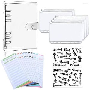 Löst blad Mini -bindemedelsfickor Snap -knapp Budget 6 Ring Cover PVC Clear Notebook Round Protector