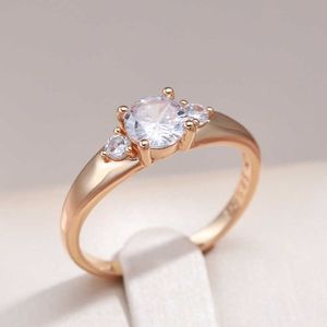 Band Rings Kinel New 585 Rose Gold Bride Wedding Ring Fashion Natural Zircon Crystal Rings for Women Engagement Luxury Jewelry G230213