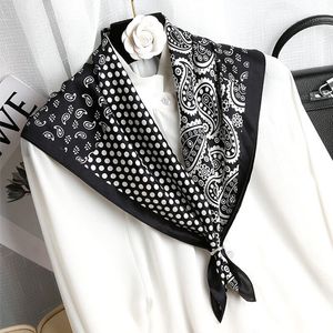 Women's 100 Silk Paisley Scarf Square Hair Wraps Headscarf Neckerchief Black Red