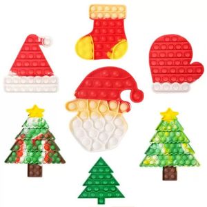 Descompress￣o Fidget Toys Toys de Natal Halloween Pumpkin Ghost Tree Sking Mitten Shap Push Bolture Bolye Dye Xmas Santa Clause Ha Dh70u