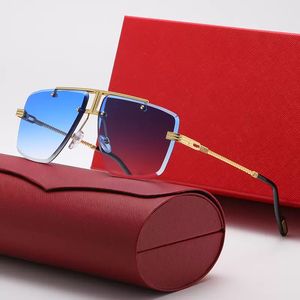 Luxurys Designer Cartir Men Gafas de sol Gafas de gafas de oro Polarizador cuadrado sin marco de cuatro estaciones Parlas Gafas de sol UV400 Lunette Carti Conducción