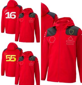 2023 Nuova giacca con cappuccio Formula 1 F1 Team Giacca softshell rossa Sito ufficiale Stesse giacche da corsa con cerniera Felpe con cappuccio autunno inverno